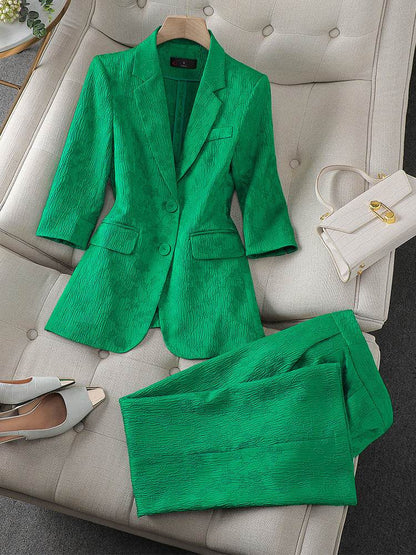 Half Sleeve Blazer And Pant Suit Ladies Women Female Jacket pant suit for women