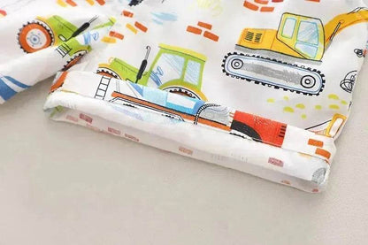 Boy's Shirt Suit Thin Summer Fashionable Cartoon Baby Short Sleeve Summer Clothing Two piece for boys