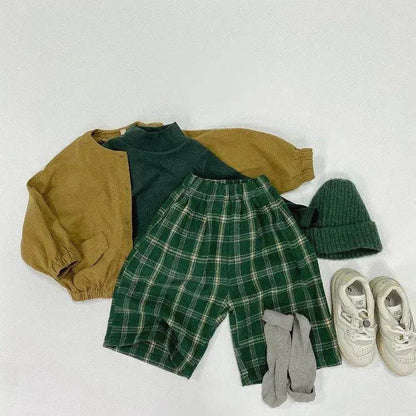 Fashion Personality Children's Plaid Stylish Pants Short pant for Boys