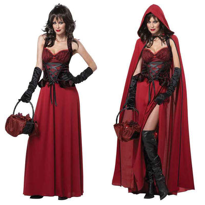Halloween Game Costume Set for Women – Polyester Cosplay Outfit with Shawl, Skirt & Gloves