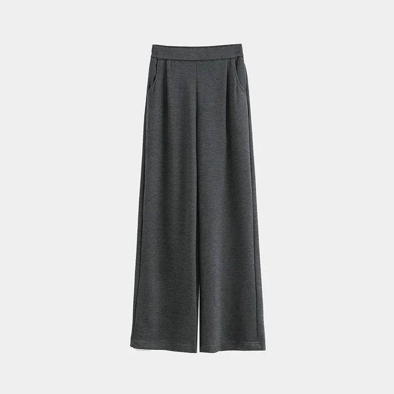 Pantalon décontracté à taille haute, jambe large et coupe droite pour femme