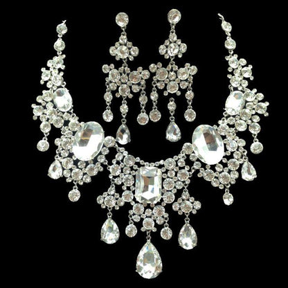 Rhinestone Big Crystal Bridal Sleeve Chain Jewelry Set