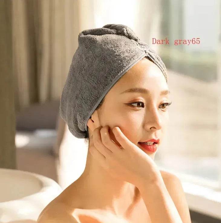 Women's Microfiber Hair Dryer Cap Absorbent Hair Towel.