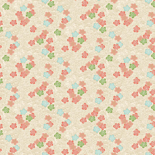 Makower UK: Michiko - Bushclover - Cream/Metallic