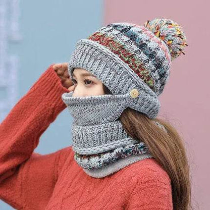 Fall Winter knitted Woolen Balaclava Beanie hat for women