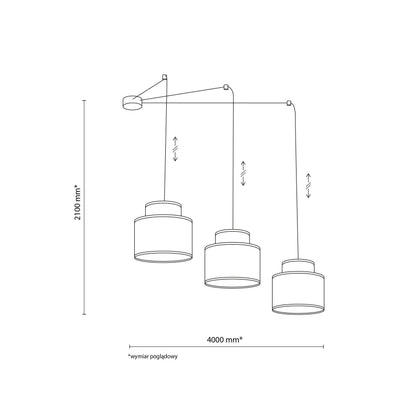 DUO White Jute Natural Suspension Pendant Ceiling Light Fixture for Kitchen Island, Dining Room & Living Room (3-Light)