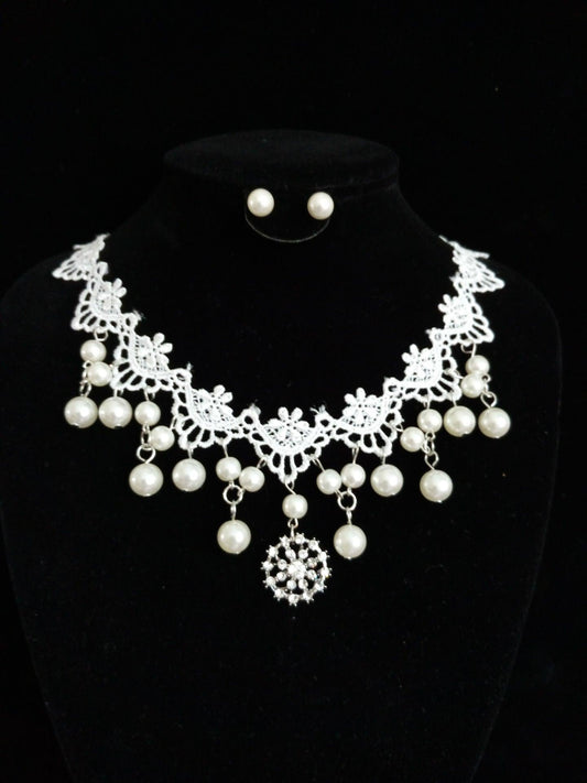 Ensemble d'accessoires de mariée haut de gamme, fait main en tissu, perles d'eau douce