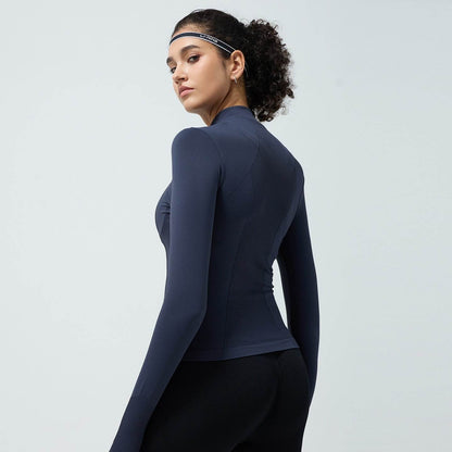 Long Sleeve Workout top for women Slim fit Athletics Sport Zip up Gym top