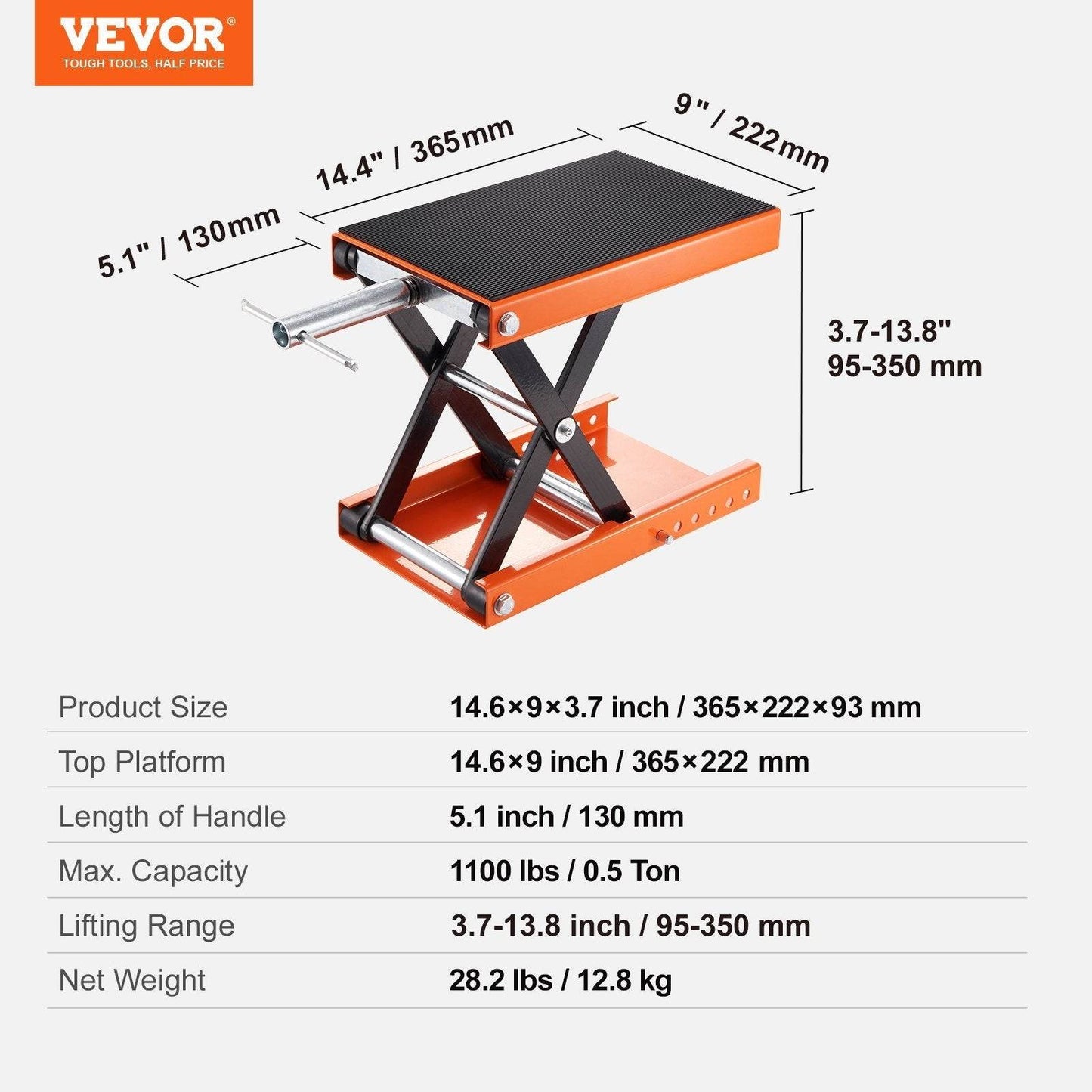VEVOR Motorcycle Lift Scissors Lift Jack Center Hoist Crank Stand