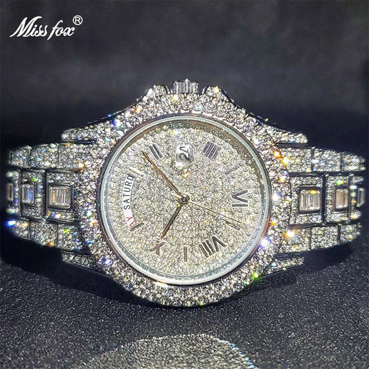 Montre de luxe pour hommes incrustée de diamants