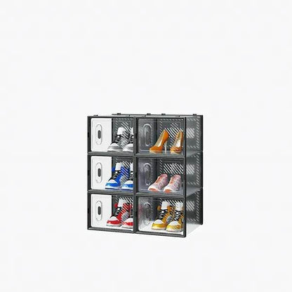 Black, Big Size, 6PCS, 36x28x21cm, Shoe Box, Plastic Mesh, Freely Combinable
