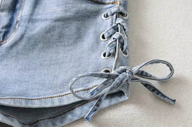 Short en jean pour femme, tendance et personnalisé, avec nœud