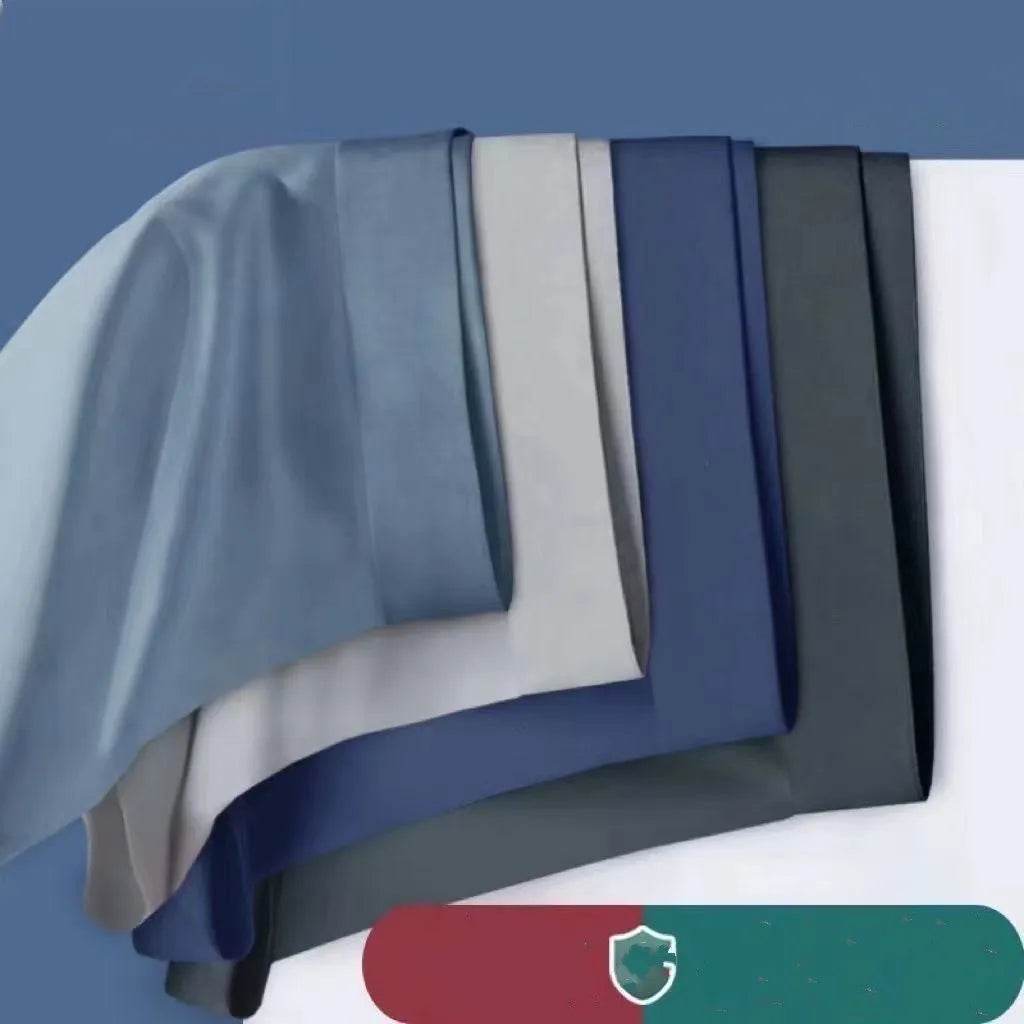Men's 4-pack Plain Mid waist Boxer Brief Ice Silk Underwear.