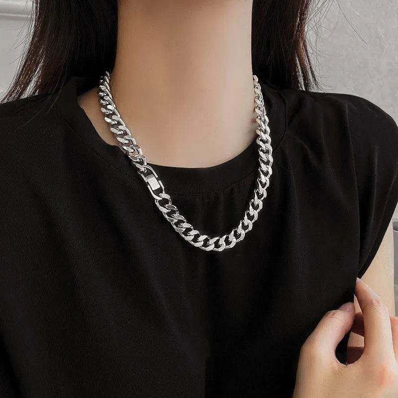 Thick Cuban Link Chain Titanium Steel Necklace Clavicle Chain
