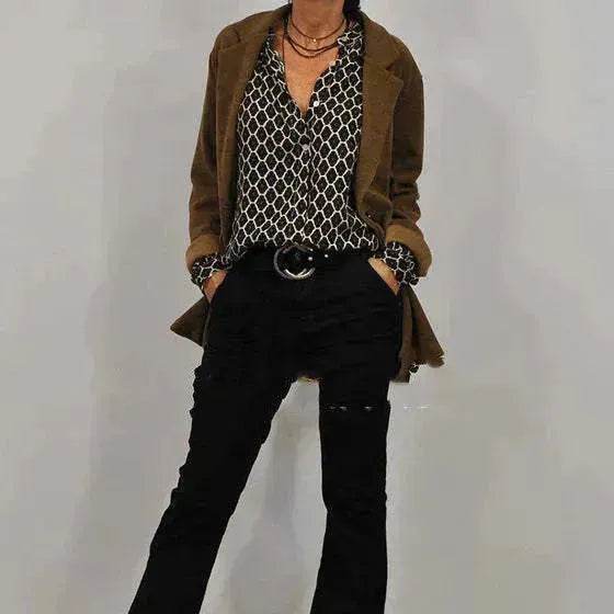 Women's blouse V-neck Long Sleeve Stylish Button down Blouse shirt
