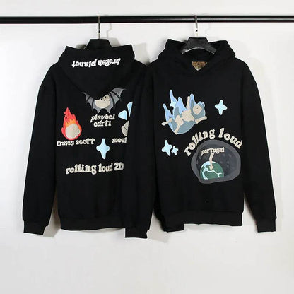Sweat à capuche imprimé vintage pour hommes
