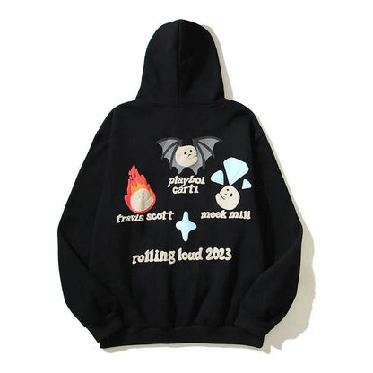 Sweat à capuche imprimé vintage pour hommes