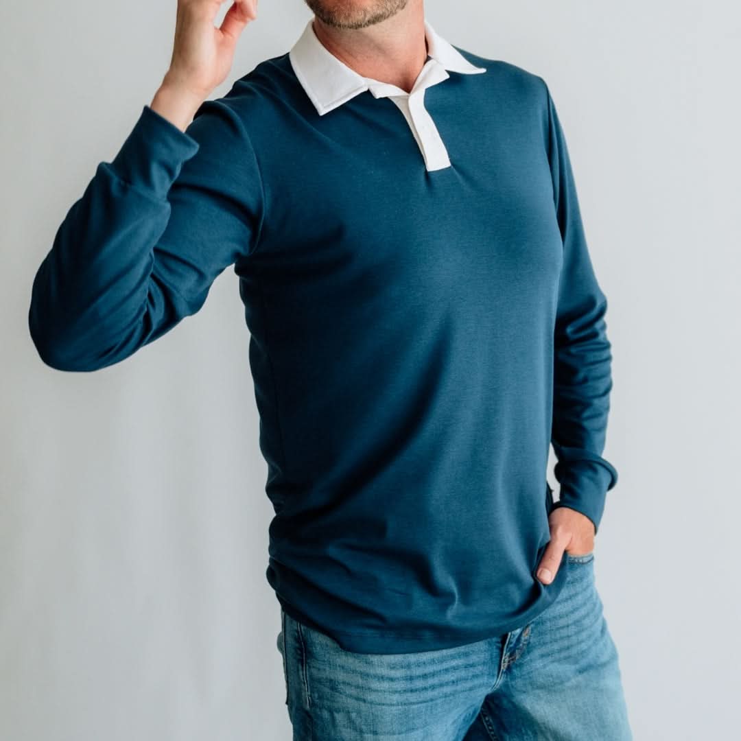 Unisex/Men's Bamboo Rugby Style Shirt | Navy
