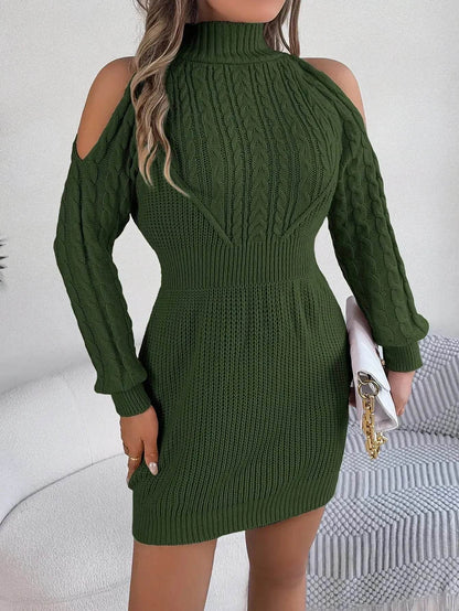 Robe-pull mini en laine torsadée ajustée et tendance pour l'automne-hiver