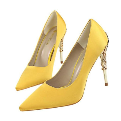 Women's Elegant High Heel Dress Shoes – Wedding Party Pumps with Luxury Metallic Design