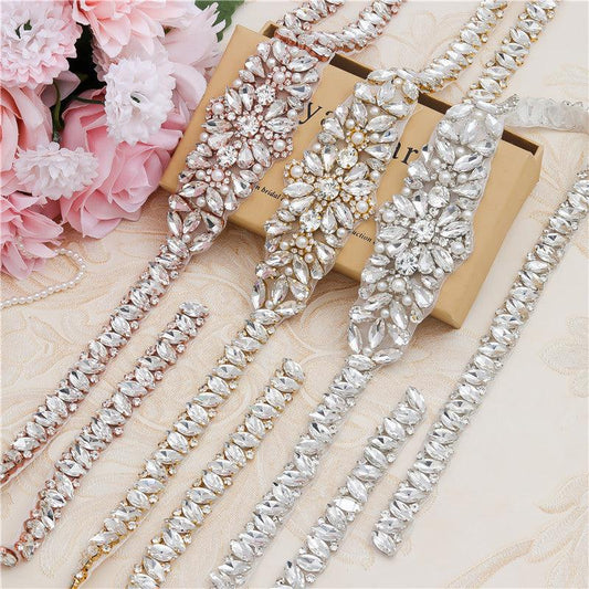 Bijoux de taille pour robe de mariée avec applique en strass