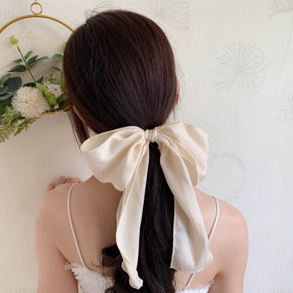 Silk satin oversized bow tie Hair Scrunchies ponytail Holder