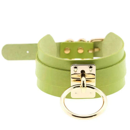 Gothic Punk Wide PU Leather O Ring BDSM Collar Choker Necklace Women Bondage Collar