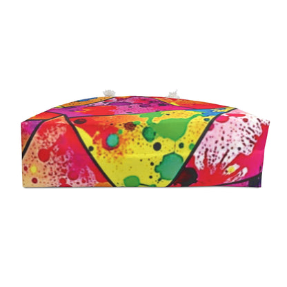 Sac de voyage coloré à motifs géométriques et éclaboussures de peinture | Fourre-tout de voyage éclatant | Grand fourre-tout
