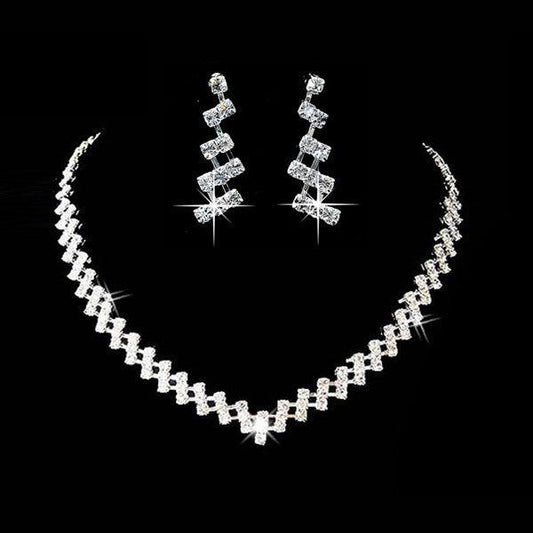 Parure de bijoux de mariée deux pièces Strass Mariage Collier