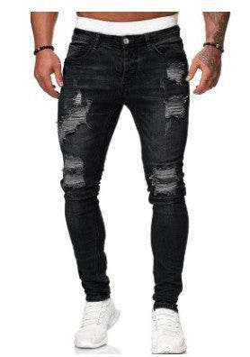 Slim fit Ripped Straight leg denim Jean Pant trousers for men