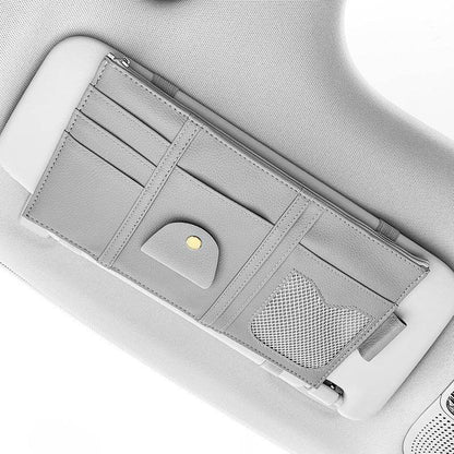 Organisateur de Pare-Soleil de Voiture Rangement Entièrement en Cuir
