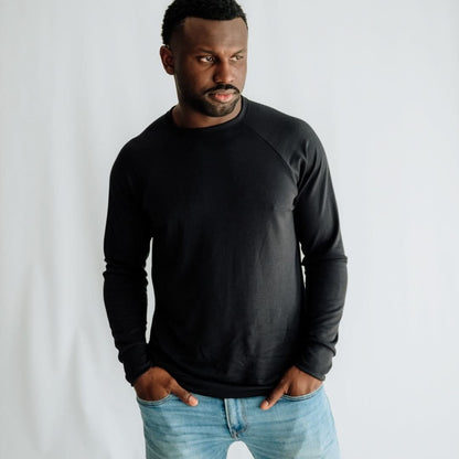 Adult Unisex Bamboo Raglan Pullover | Black