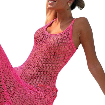 Solid Color Knitted Hollow Beach Bikini Swimsuit Blouse