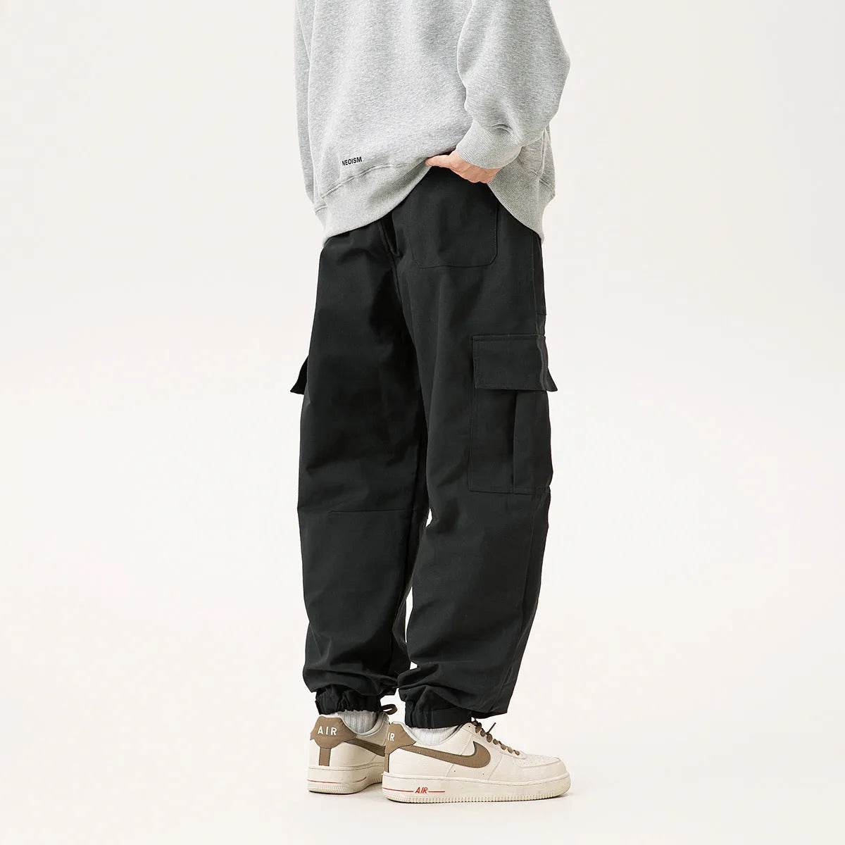Combinaison Salopette Cargo Homme Coupe Droite Décontractée Large Printemps Automne Rétro avec Poches