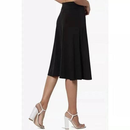 Women's casual High Waist flared Midi Skirt