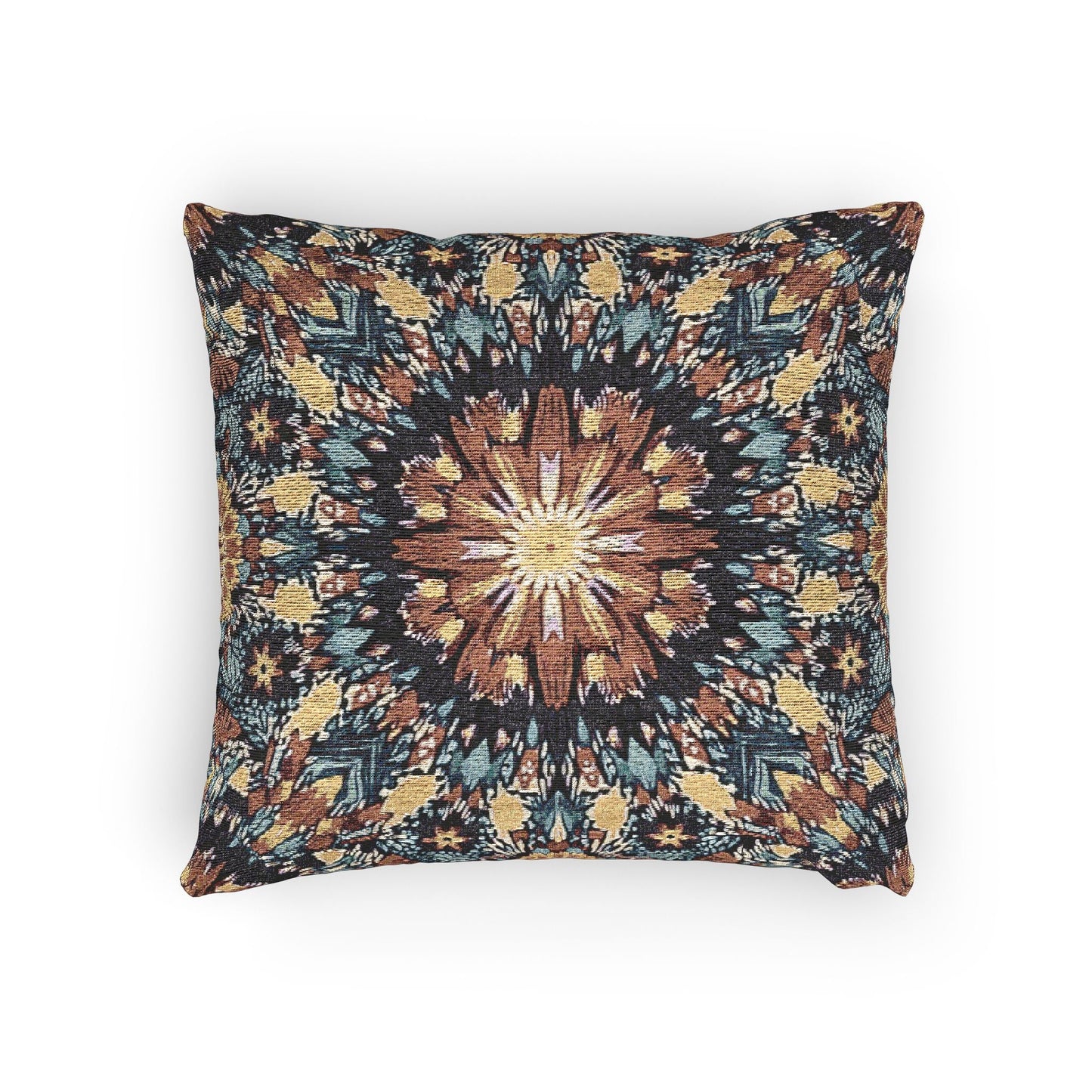 Geometric Mandala Woven Pillow | Boho Mosaic Throw Pillow
