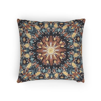 Geometric Mandala Woven Pillow | Boho Mosaic Throw Pillow