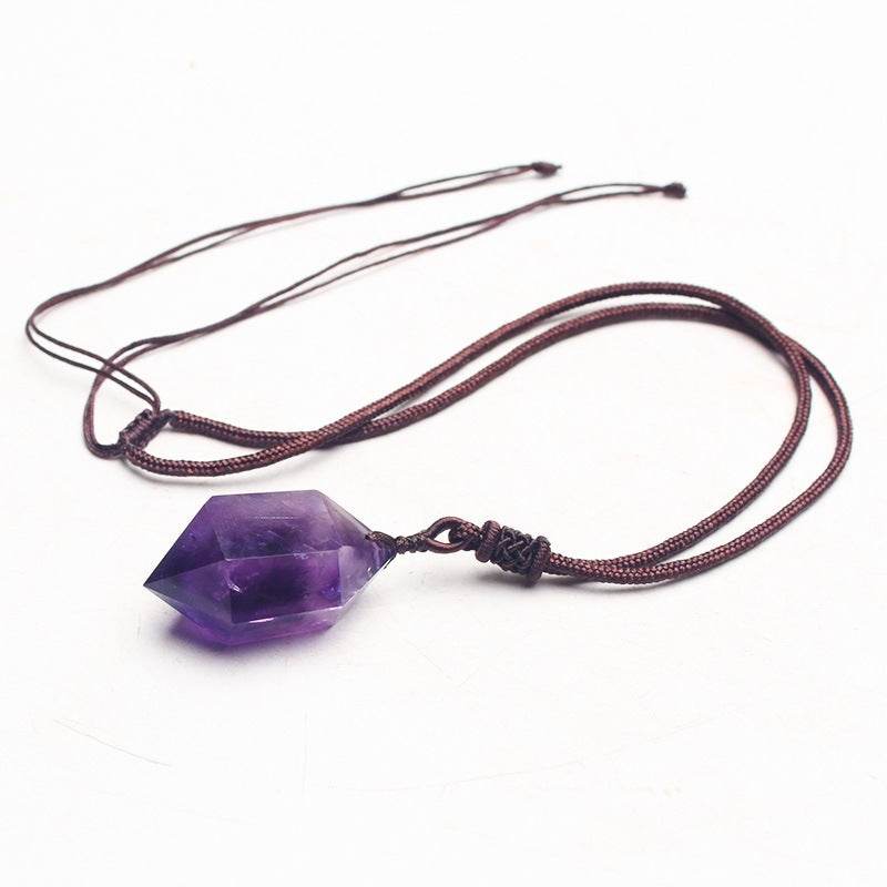 Natural Amethyst Hexagonal Crystal Pendant