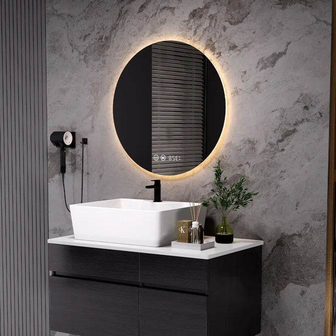 Meuble-lavabo mural simple de 31,5 pouces avec dessus en pierre reconstituée