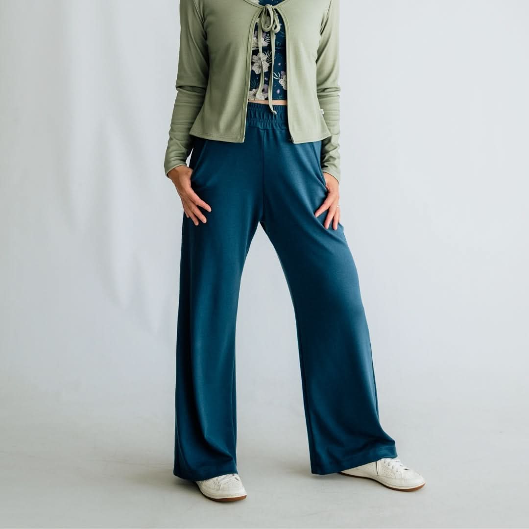 Ladies Bamboo Wide Leg Pants | Black