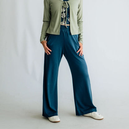 Ladies Bamboo Wide Leg Pants | Navy