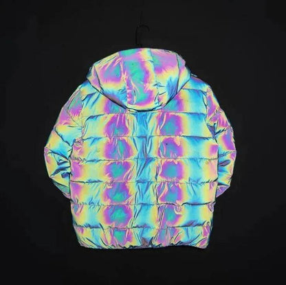 Rainbow reflection winter Puffer coat Unisex