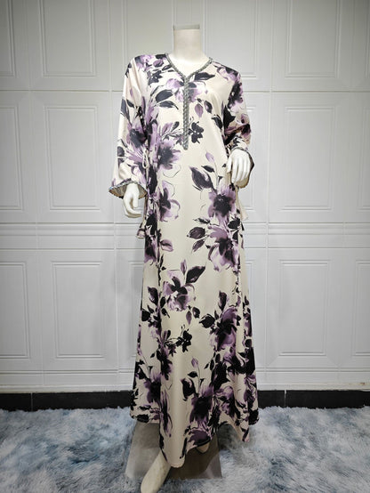 Muslim Arabic Dubai Printed Robe