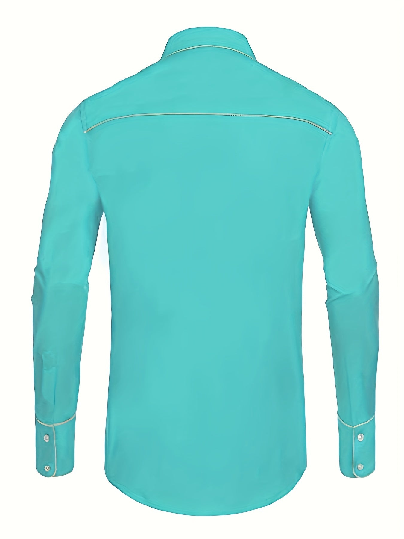 Western Cowboy Chic Long Sleeve Embroidered Shirt - Soft Cotton Blend, Elegant Design, Casual Style for Spring Fall Vacation Resort Wear - Men's Shirt for Outdoor Activities, Travel, and Leisure