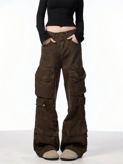 Retro Design Camouflage Cargo Pants Women
