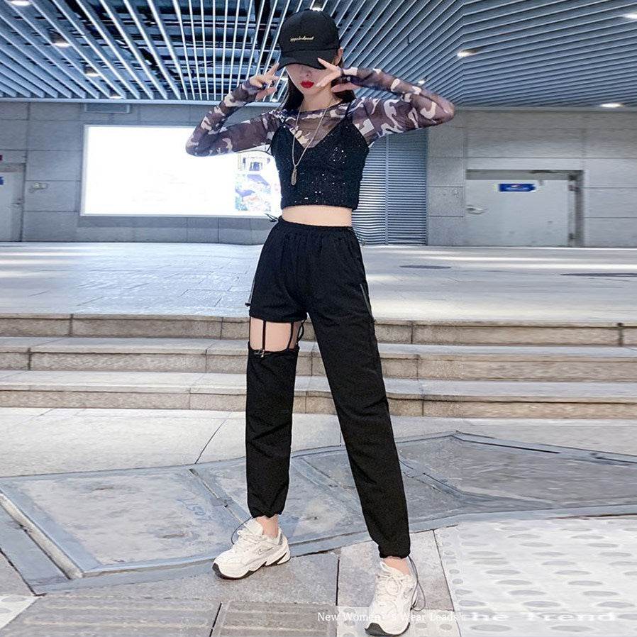 Party Club Dance Hip pop style Two piece Outfit set women