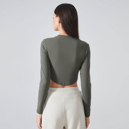 Women Slim Fit Long Sleeve Crop top Workout Sports Gym top