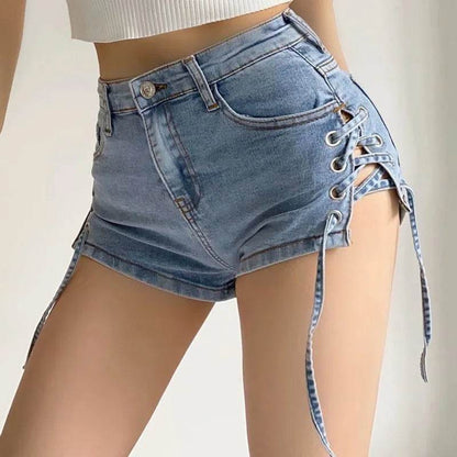 Short en jean pour femme, tendance et personnalisé, avec nœud