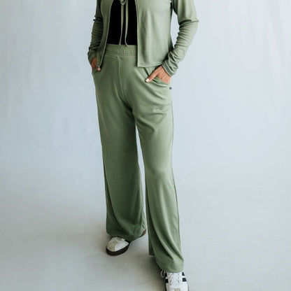 Ladies Bamboo Wide Leg Pants | Sage