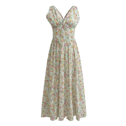 Women's Summer French Seaside Vacation Waist-tight Temperament Midi Skater Dress
